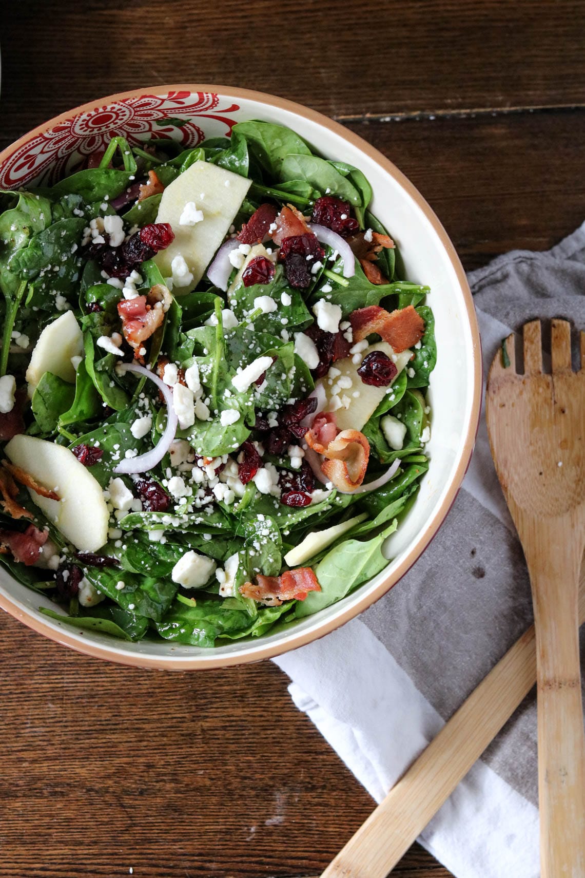 Apple Cranberry Spinach Salad - Wanderlust and Wellness